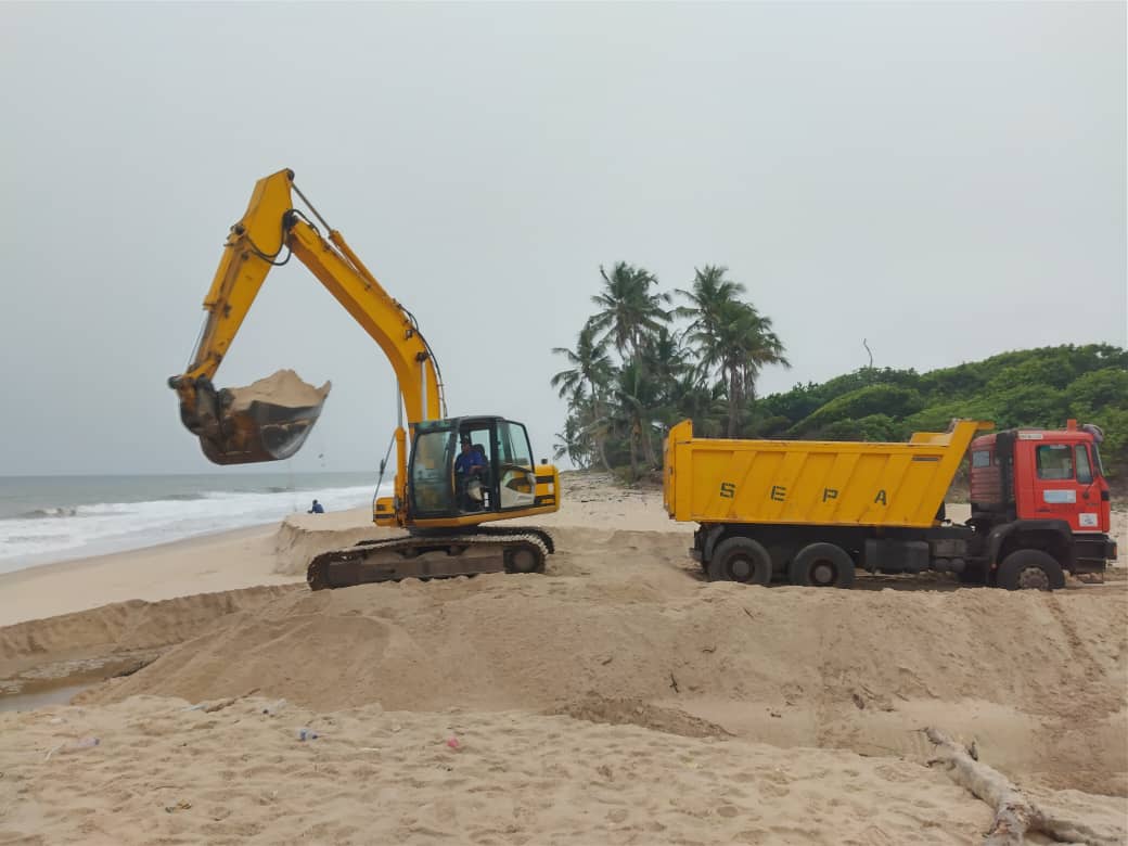 Excavator and haul truck on a practical training site